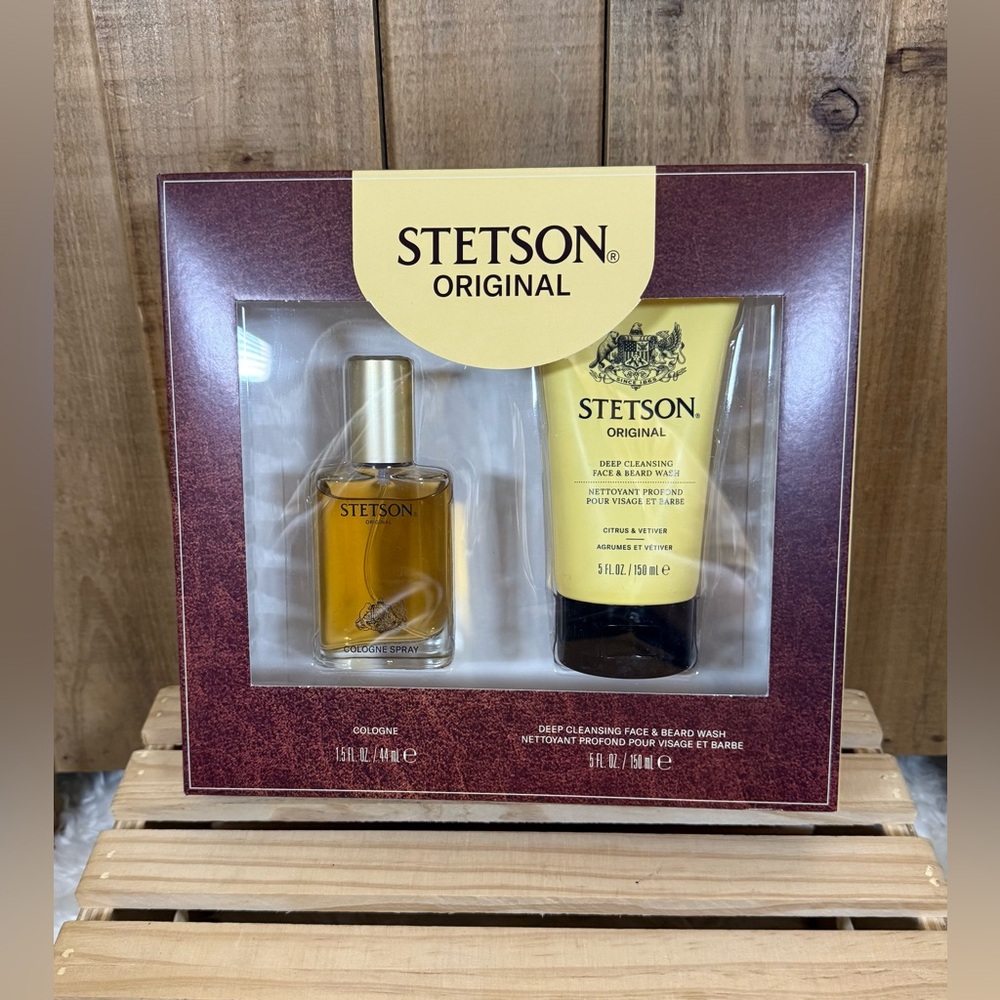Stetson Original 2 Pc Gift Set Cologne Cleansing Face & Beard Wash New In Box